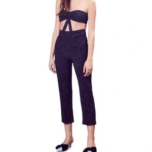 For Love & Lemons Luella Jacquard Cigarette Crop Pants Size L NWT